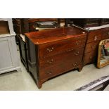 Early 19th century Mahogany Chest of Three Long Drawers with fluted canted corners, raised on