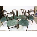 Matched Set of Six Early 19th century Mahogany Dining Chairs, all upholstered in green matching