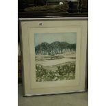 Daphne Pepper, a framed signed woodland scene etching, titled 'Out of the Wood', numbered 25 or