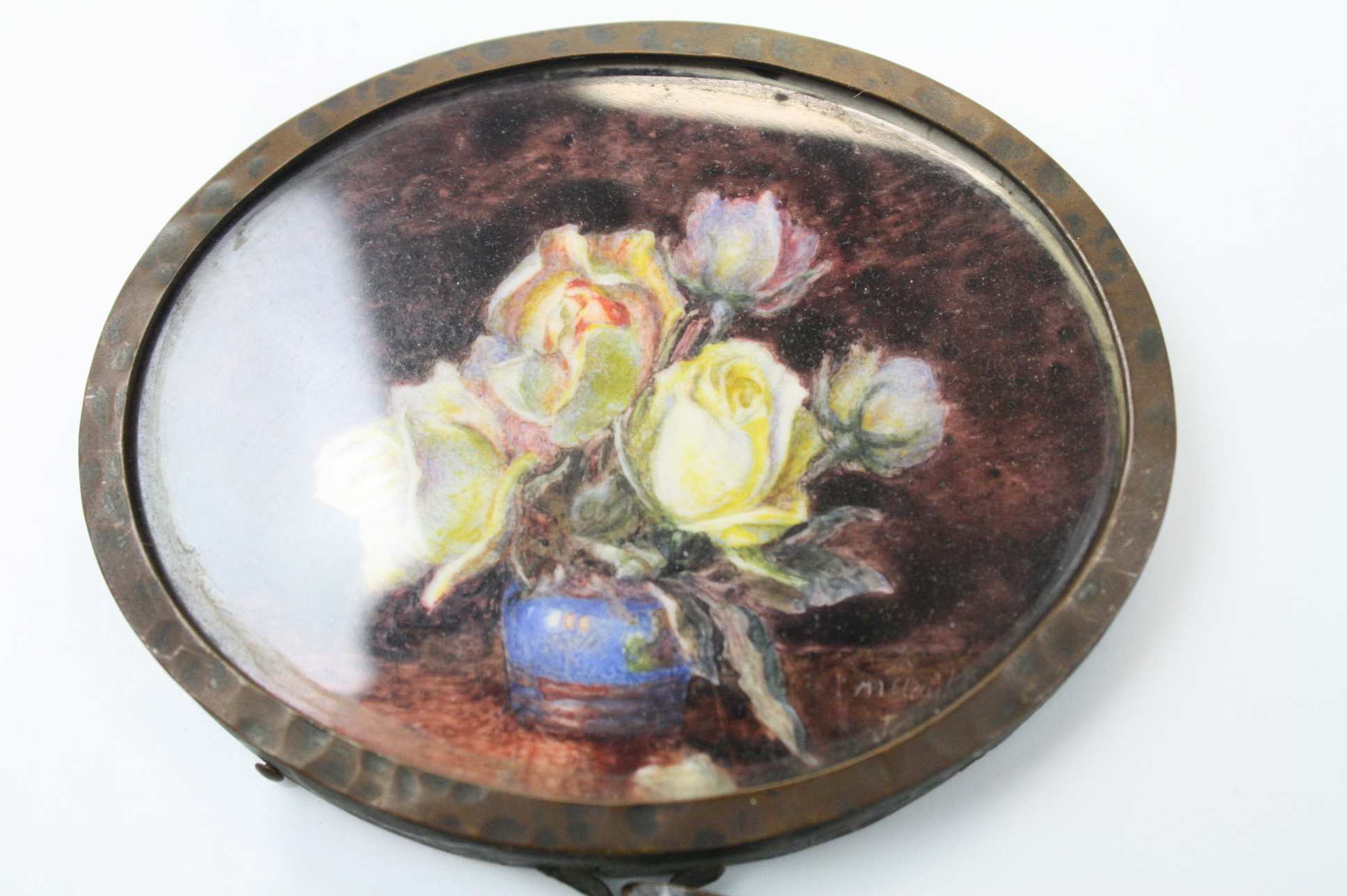 A 19th century oval miniature of a floral display signed Marion Clayton Jones Kent, entitled ' - Image 2 of 4