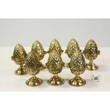 Set of Eight Brass Pine Cone Door Knobs / Finials, h.10cms