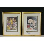 Cicely Barker, a pair of framed prints of the rose and crocus fairies, 21.5 x 15cm