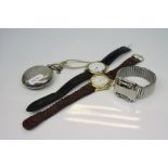 A small collection of watches to include a hallmarked silver pocket watch.