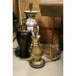 A quantity of table and other lamps to include oriental, brass etc.