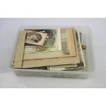 A box of old black & white photographs and CDV's to include portraits and architecture.