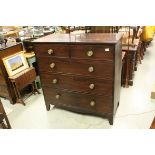A George III mahogany chest of three long and two short drawers