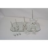 Collection of Swarovski crystal mice with mirror (not original boxes)