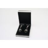 A pair of silver Art Deco style earrings set with marcasites and onyx