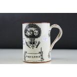Creamware James Leach Mug decorated with the Commemorative Great Seal of America