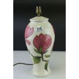 Moorcroft Table Lamp in the Magnolia Pattern (height to top of ceramic body 34cms)