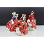Three Royal Doulton Figurines - Autumn Breezes, Top of the Hill and Louise