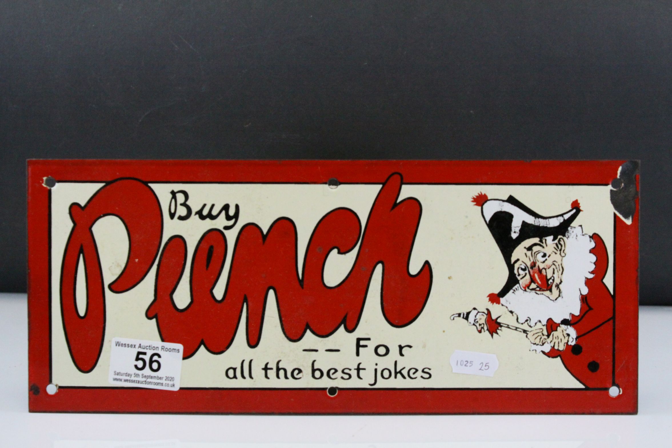 Enamel Advertising Sign ' Buy Punch for all the best jokes ', 33cms x 13.5cms