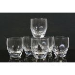 A set of six glass tumblers signed Lalique France.