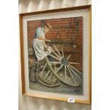Oil on Board of a Wheelwright signed ATS Palmer, 43cms x 34cms, framed