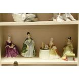 Four Royal Doulton figures to include Premiere ,Charlotte, Meditation and At Ease.