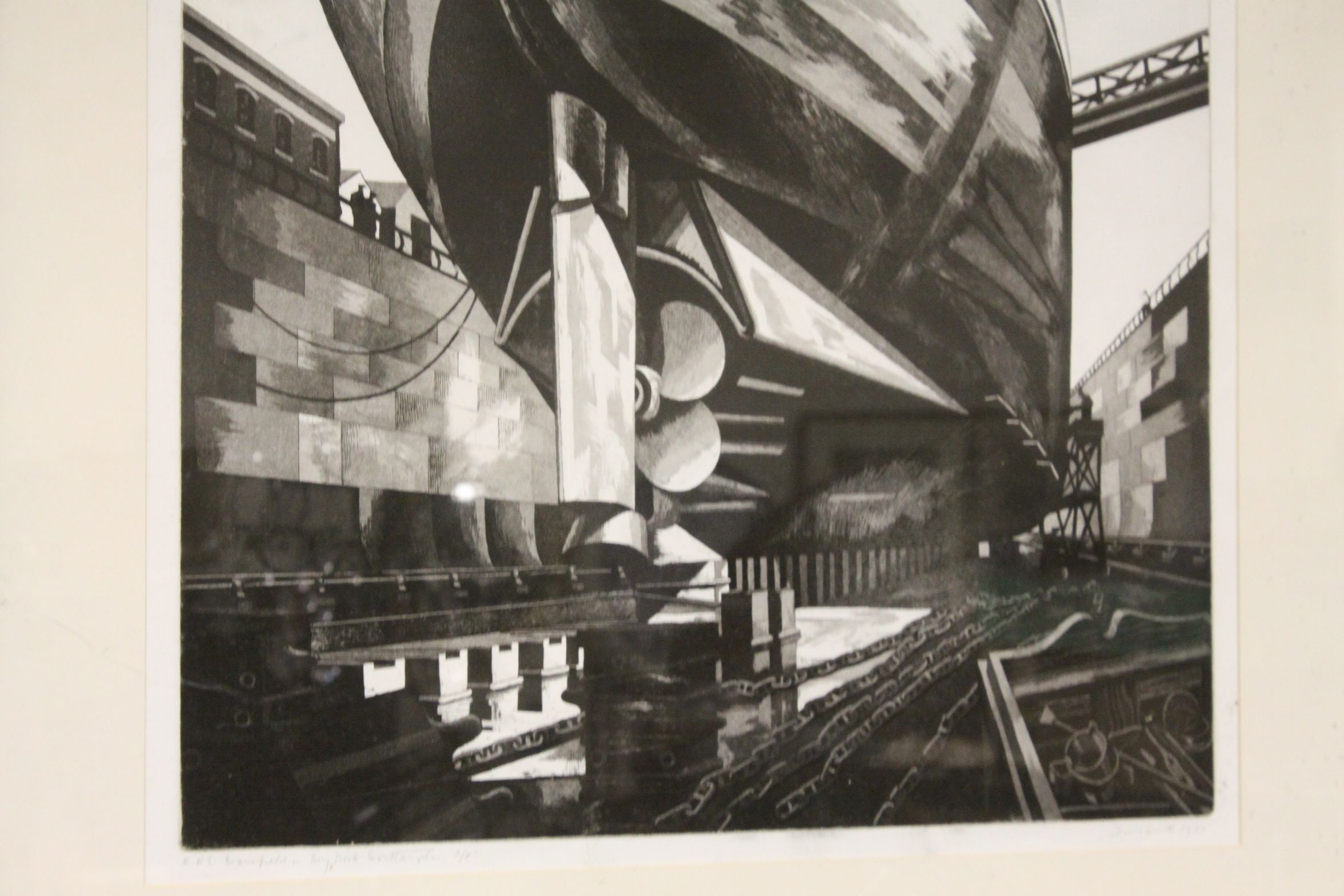 David Smith artist proof Bransfield Stanley Falkland Islands titled 'IN DRY DOCK SOUTHAMPTON' 70 x - Image 2 of 5