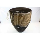 African Animal Skin Covered Drum, h.47cms