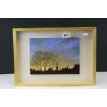 Philip Bouchard framed contemporary oil painting titled Sunset Over Abbey Green Bath titled and