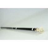 19th century Ebonised Walking Stick / Cane with a signed Japanese Ivory Shibayama Knop Handle and