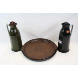 Two Bakelite Trays and Two Bakelite Thermos Flasks