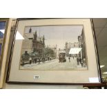 B. Goudy, Watercolour depicting an Early 20th century Street Scene filled with Figures and a Horse