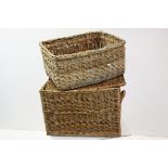 Wicker Lidded Laundry Basket and an Open Wicker Laundry Basket , L57cms