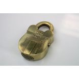 A brass cased vesta in the form of a Chubb lock