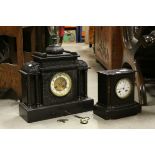 Two Italian early 20th century slate bracket / mantel clocks .