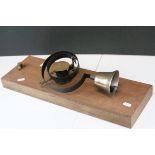 Victorian Bell Metal Servant's Bell on Coil Spring mounted on a Wooden Plaque