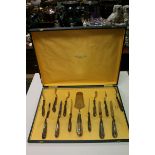 Boxed Thirteen Piece Cake Knife, Fork and Serving Set marked Argento 800
