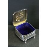 A fully hallmarked sterling silver velvet lined trinket box with maker mark for Henry Matthews, an