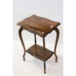 Early 20th century Two Tier Side Table on Cabriole Legs, h.70cms L50cms