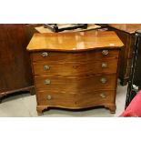 George III Mahogany Serpentine Fronted Chest of Four Long Drawers raised double ogee bracket feet,