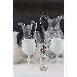 Collection of mainly 19th century Glassware including Jugs, Decanters, Claret Jug, etc