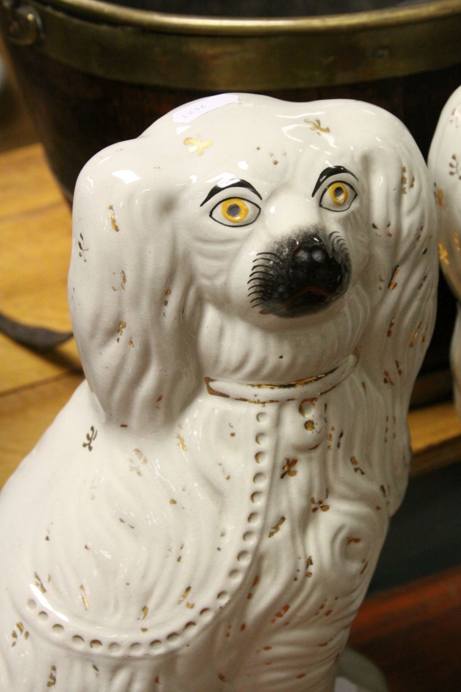 Two large antique Staffordshire dog figures. - Image 2 of 3