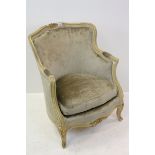 Louis XV Style Tub Salon Chair, professionally re-upholstered