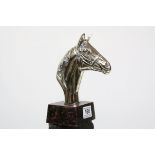 Silvered Race Horse Head Trophy on Plinth Base, h.19.5cms
