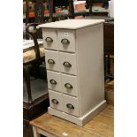 Painted Pine Chest of Four Drawers with Multi-Drawer Effect Fronts and Cup Handles, h.81cms w.39cms