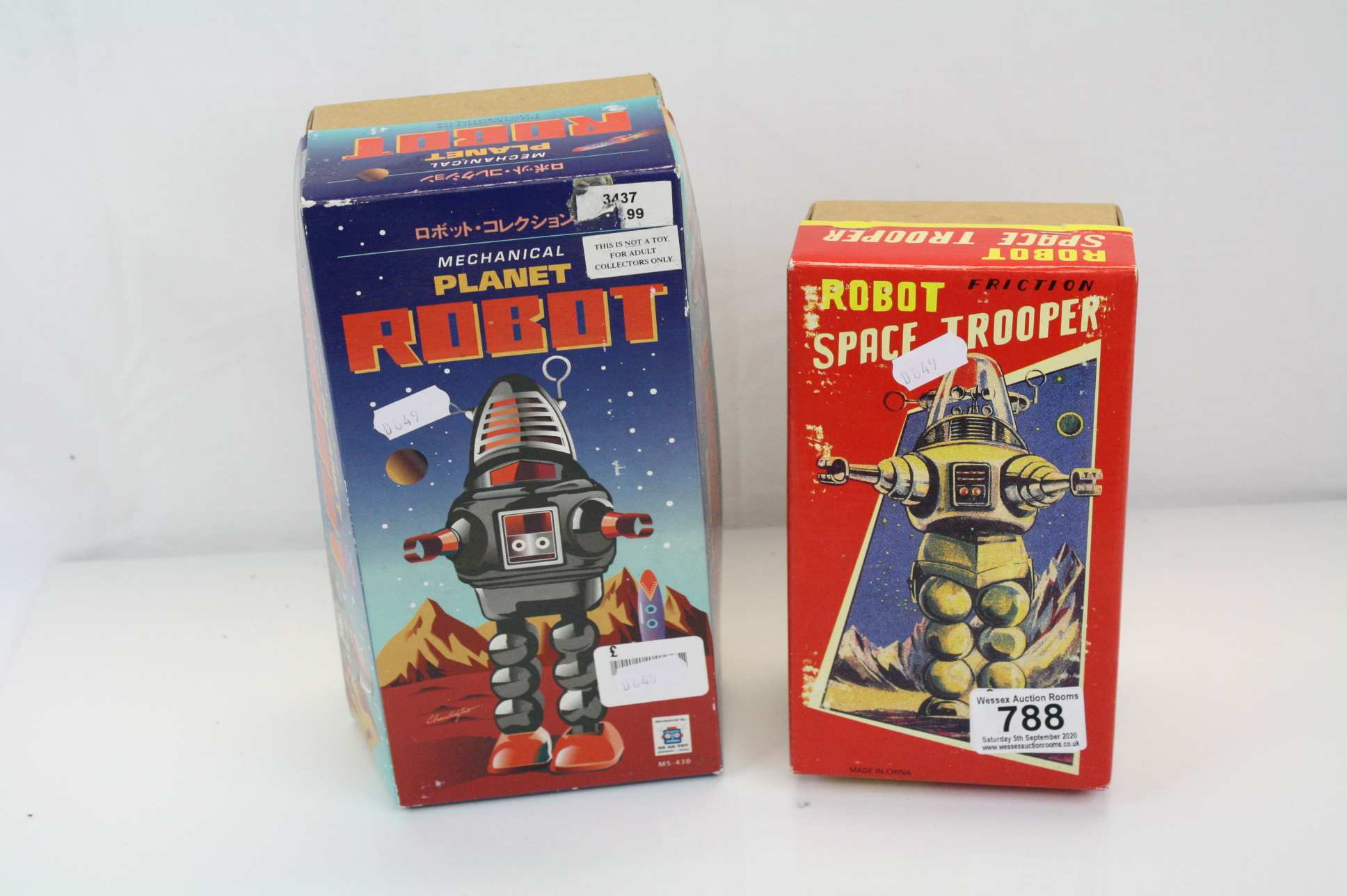 Two Boxed Tin Plate Robots