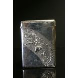 A fully hallmarked sterling silver card case with Butterfly decoration, maker marked for Robert