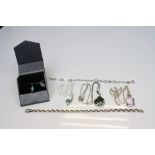A small collection of silver jewellery to include earrings, bracelet and necklaces.