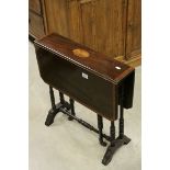 Edwardian Mahogany Inlaid Sutherland Table, h.61cms L.61cms and another Sutherland Table