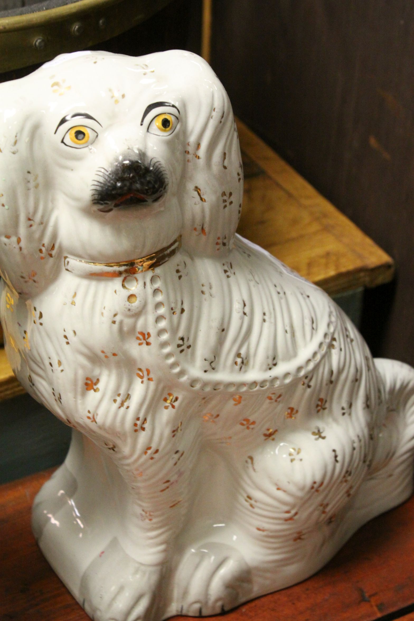 Two large antique Staffordshire dog figures. - Image 3 of 3