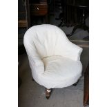 White Painted Armchair, professionally re-upholstered