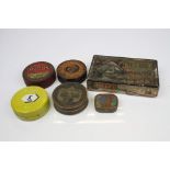 Early 20th century Boxed Set of Fields Coloured Tapers and a Collection of Small Tins