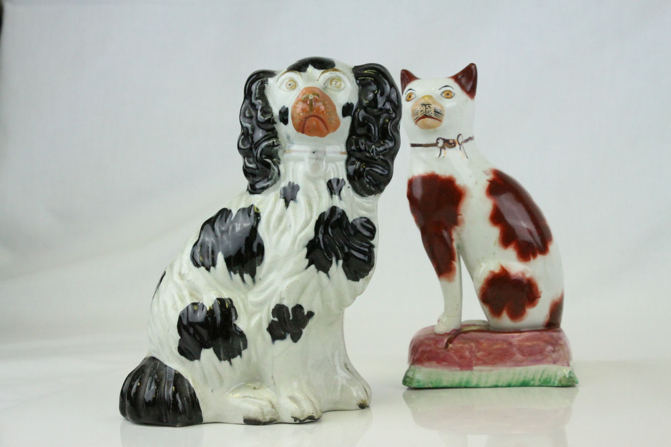 Collection of Ceramics including Four Staffordshire Dogs, Jackfield Black Cow Creamer with Gilt - Image 5 of 6