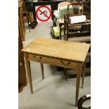 19th century Pine Side Table with single drawer and raised on square tapering legs, h.76cms w.79cms