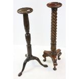 Two Mahogany Jardiniere Stands, one with barley-twist stem, tallest h.108cms