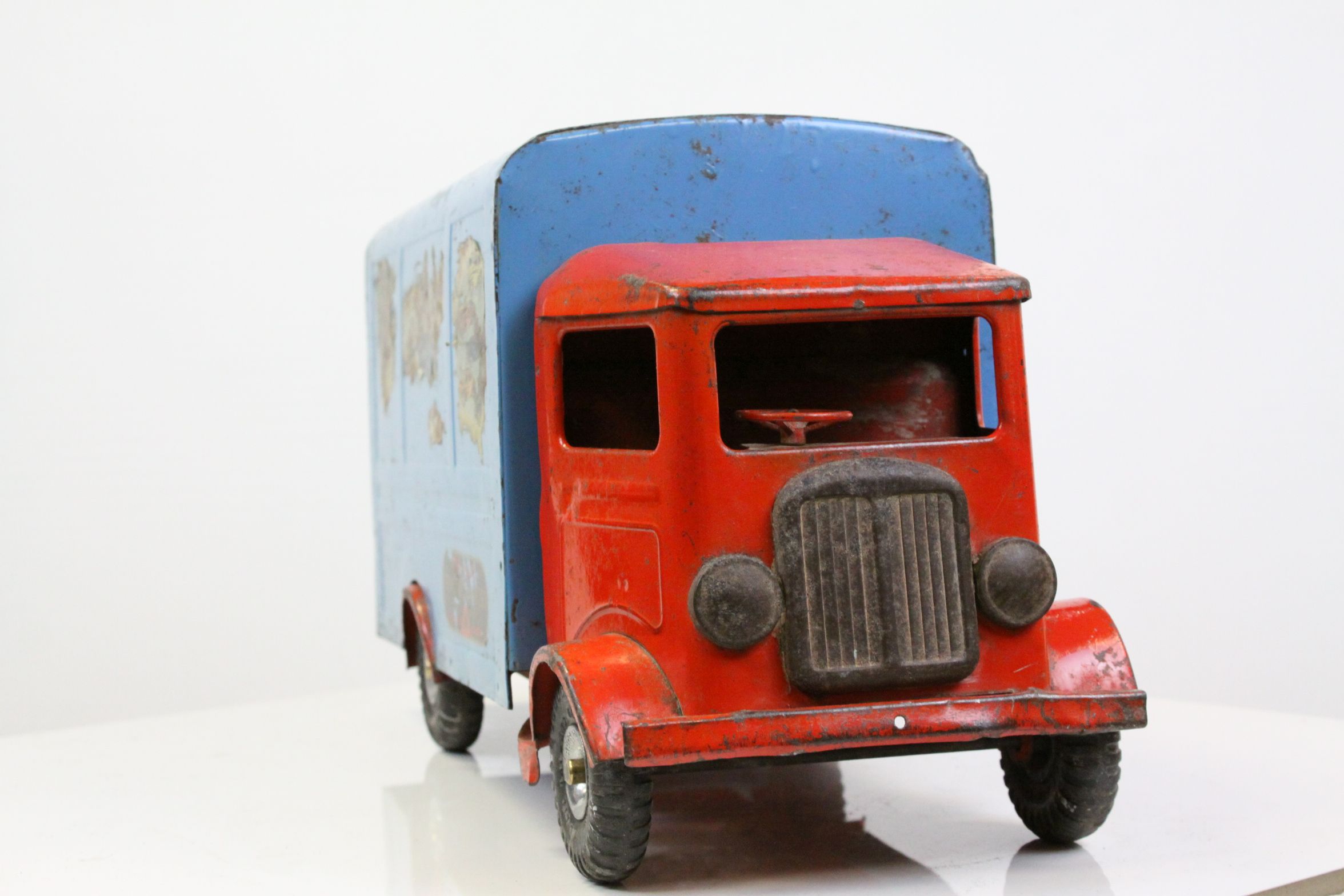 Tri-ang Pressed Steel 200 Series Transport Van No 200, painted red and blue, with partial - Image 4 of 5