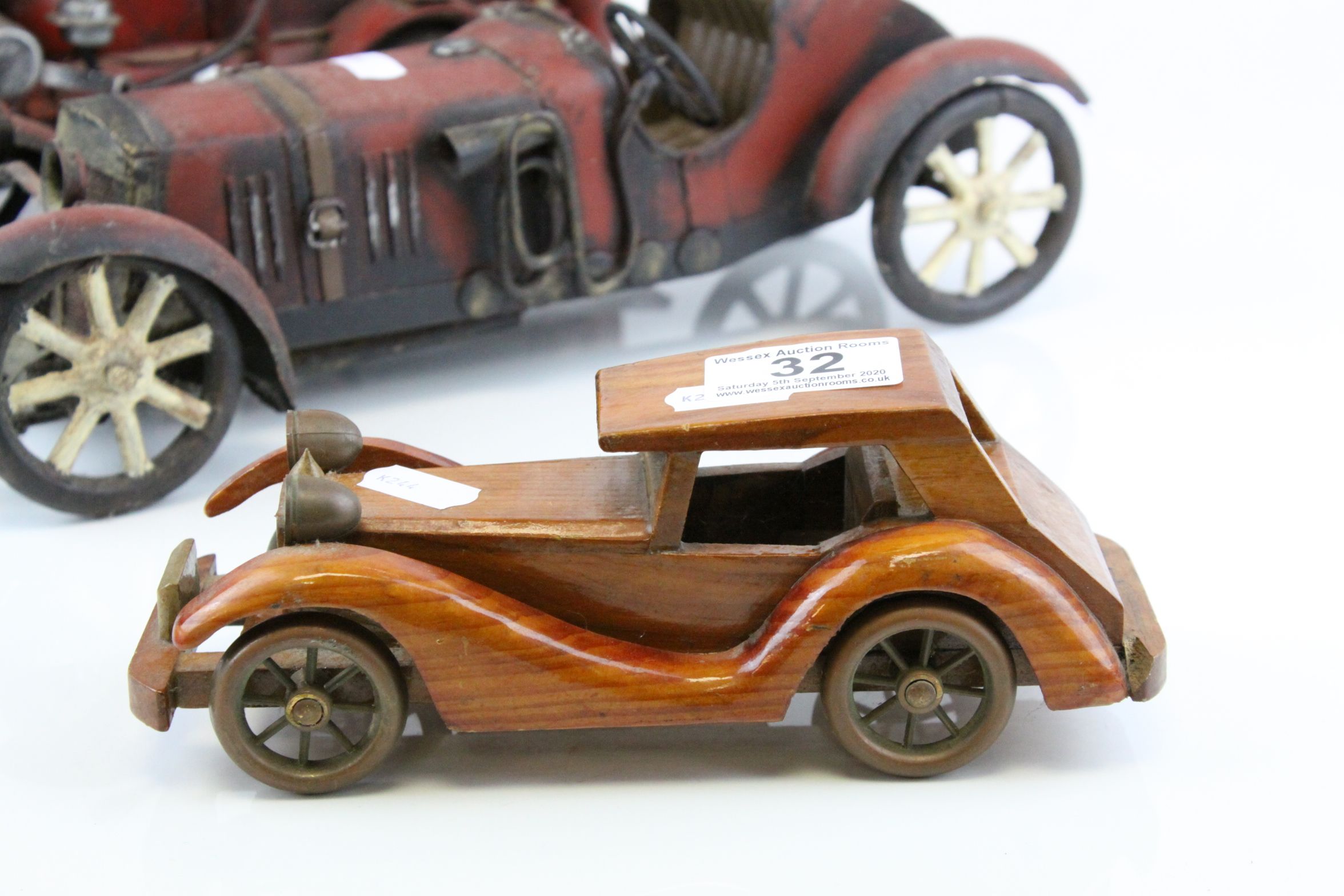 Tin Plate Model of a Vintage Fire Engine, L.40cms together with a Tin Plate Model of a Car and a - Image 3 of 7